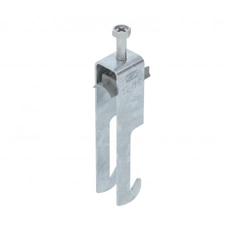 Abrazadera sobre perfil base W doble, mediacaña de plástico, FT 12 | 16 | 3