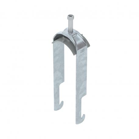Abrazadera sobre perfil base W doble, mediacaña de plástico, FT 46 | 52 | 5