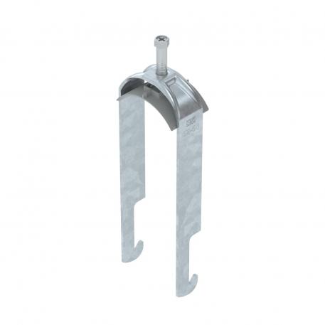 Abrazadera sobre perfil base W doble, mediacaña de plástico, FT 52 | 58 | 5