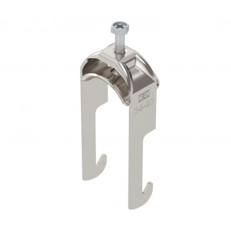 Abrazadera sobre perfil base W simple, mediacaña metálica, A2 34 | 40 | 3