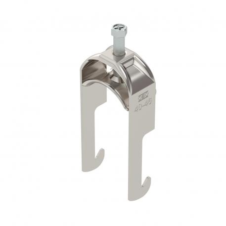 Abrazadera sobre perfil base W simple, mediacaña metálica, A2 40 | 46 | 5