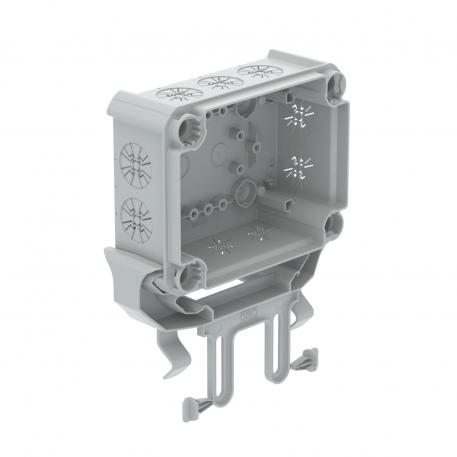 Pluggable bases for junction boxes, with fastening element