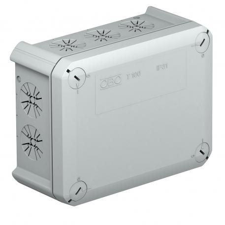 T 100 junction box, with strain relief entries IP 31 136x102x57 | 10 | IP30 | Light grey; RAL 7035