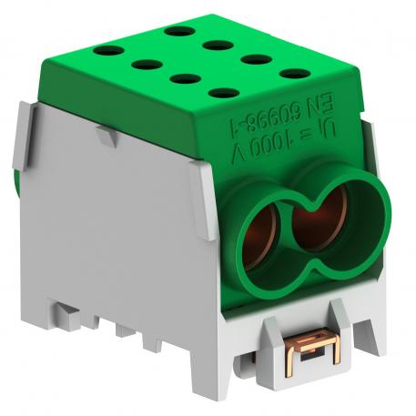 Borne de derivación de la línea principal, 1 polo Atornillar | Gris/verde