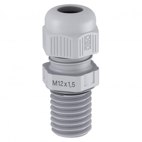 Cable gland, long metric thread, silver grey