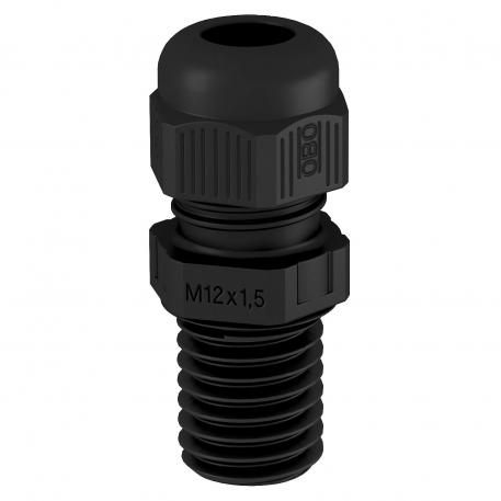 Cable gland, long metric thread, black