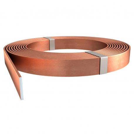 Flat conductor, copper sheathed