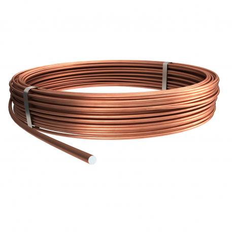 Round conductor, copper sheathed
