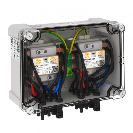 Generator connection box, type 1+2, for 2x 3 string, combination arrester