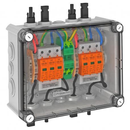 PV system solution, type 1+2, with MC4 connector for inverter with 2 MPP trackers, 900 V DC IP66