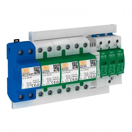 Protection set MCD + V20, leakage current-free, 3-pole + NPE with remote signalling 3+N/PE | 255 | IP20