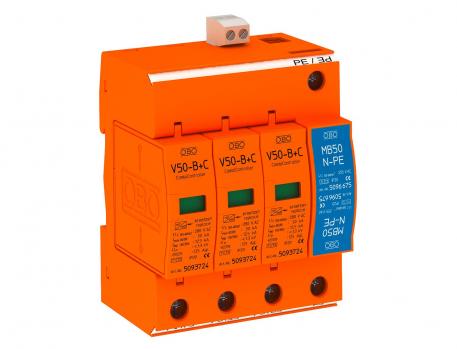 Lightning current and surge arrester, 1-pole + NPE with remote signalling