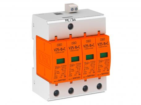 Combination arrester V25, 4-pole 280 V with remote signalling