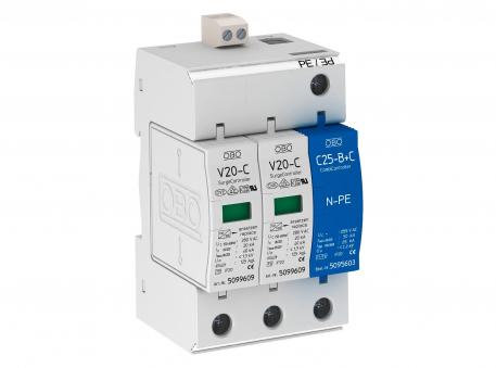 Surge arrester, 2-pole + NPE with remote signalling 280 V 2+N/PE | 280 | IP20