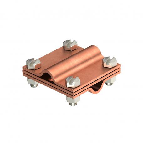 Cross-connector with intermediate plate for Rd 8−10 mm Cu