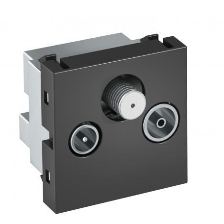 Antenna connection, 1 module, TV / radio / SAT, antenna socket, black-grey