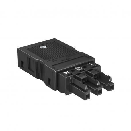 Conector hembra de 3 polos, negro 