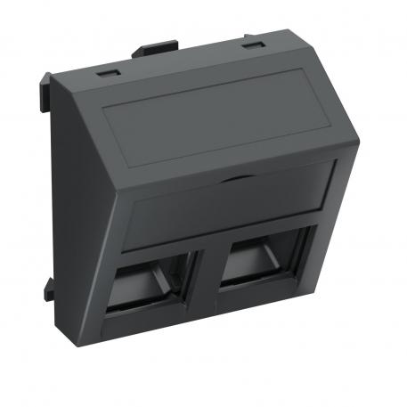 Data technology support, 1 module, slanting outlet, type C, without dust protection slider no | Black-grey; RAL 7021