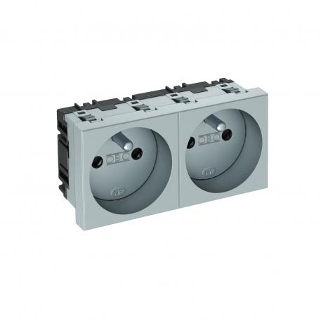 0° socket, with earthing pin, double 2 | Double 0° | Aluminium painted