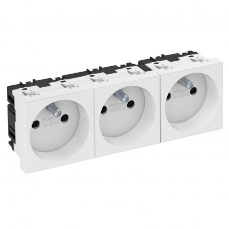0° socket, with earthing pin, triple 3 | Triple 0° | Pure white; RAL 9010