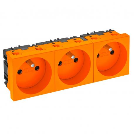 0° socket, with earthing pin, triple 3 | Triple 0° | Pure orange; RAL 2004