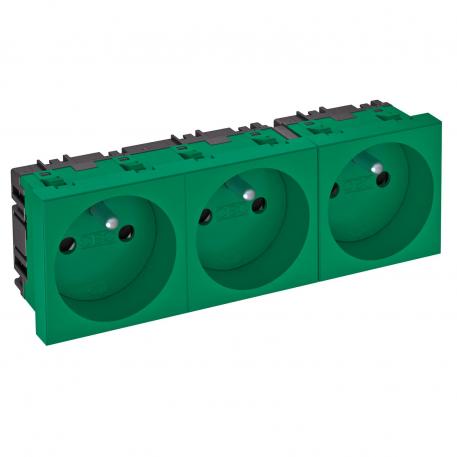 0° socket, with earthing pin, triple 3 | Triple 0° | Mint green; RAL 6029