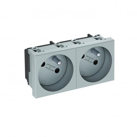 33° socket, with earthing pin, double 2 | Double 33° | Aluminium painted