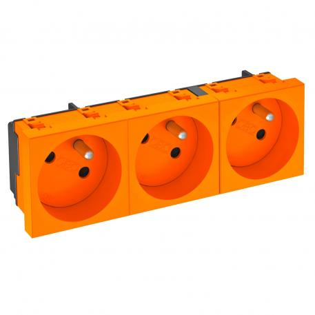 33° socket, with earthing pin, triple 3 | Triple 33° | Pure orange; RAL 2004