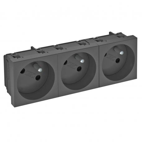 33° socket, with earthing pin, triple 3 | Triple 33° | Black-grey; RAL 7021