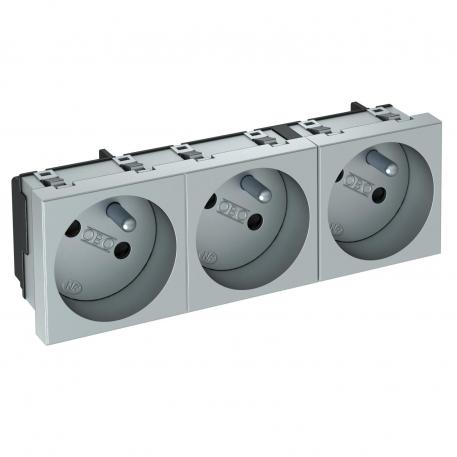 33° socket, with earthing pin, triple 3 | Triple 33° | Aluminium painted