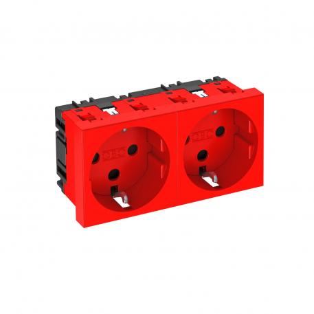 0° socket, protective contact, encoded version, double Signal red; RAL 3001