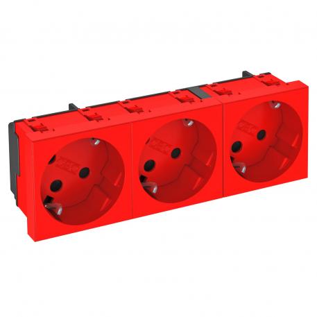 33° socket, protective contact, encoded version, triple Signal red; RAL 3001