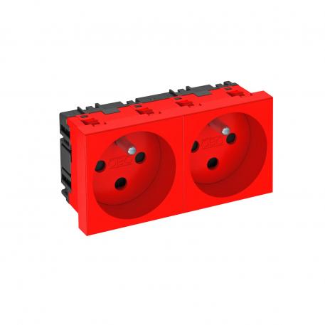 0° socket, with earthing pin, encoded version, double Signal red; RAL 3001