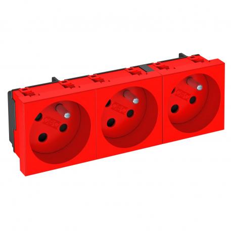 33° socket, with earthing pin, encoded version, triple Signal red; RAL 3001