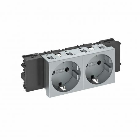 Socket 0°, Connect 45, protective contact, double 2 | Double 0° | Aluminium painted