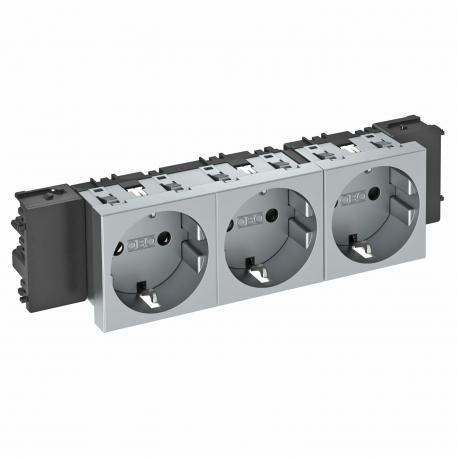 Toma de corriente 0°, Connect 45, con puesta a tierra, triple 3 | triple, 0° | Aluminio lacado