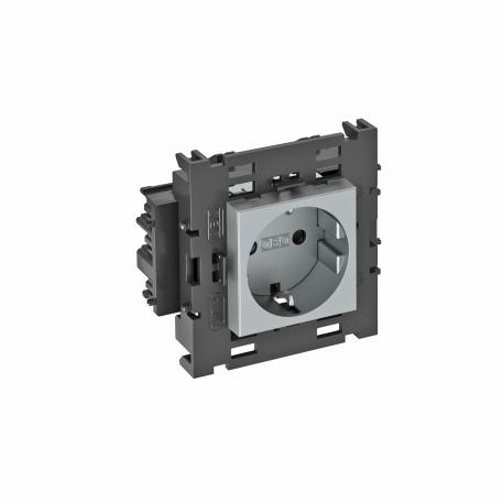 Toma de corriente 0°, Connect 80, con puesta a tierra, simple 1 | simple, 0° | Aluminio lacado