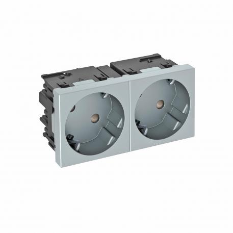 Socket 33°, Connect 45, protective contact, double 2 | double 33° | Aluminium painted