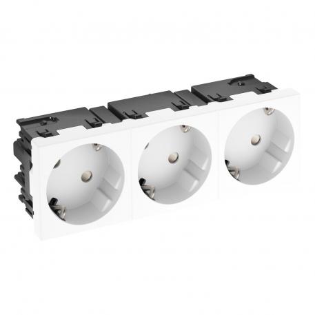 Socket 33°, Connect 45, protective contact, triple 3 | triple 33° | Pure white; RAL 9010