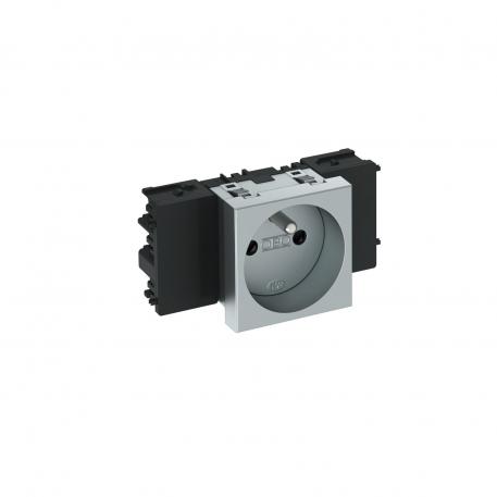 Toma de corriente 0°, Connect 45, con clavija de puesta a tierra, simple 1 | simple, 0° | Aluminio lacado