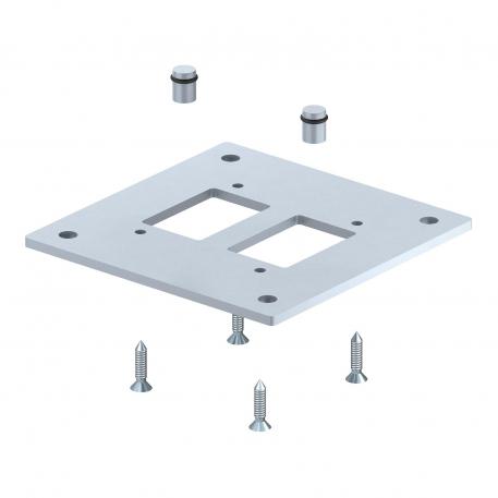 Placa base para columna de distribución eléctrica industrial 250 | 250 | 8 | aluminio blanco; RAL 9006