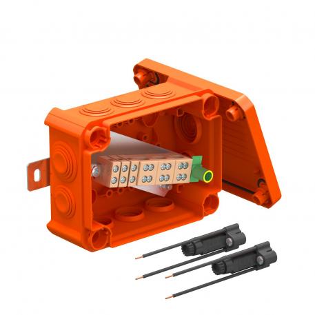 FireBox T100 with plug-in seals, 2 fuse holders 136x102x57 | 10 | IP66 | Pastel orange; RAL 2003