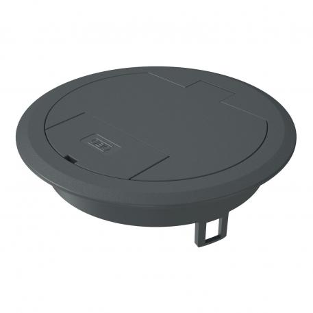 Service outlet with hinged cover and cord outlet, GES R2 Dry | Tool | IP40 | to 500 N | Iron grey; RAL 7011 | Polyamide