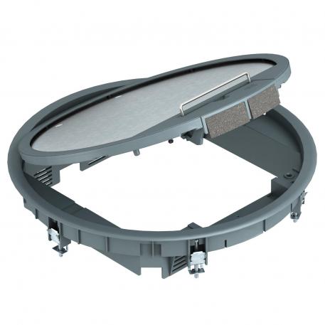 GESR9 service outlet with carpet protection frame in hinged cover