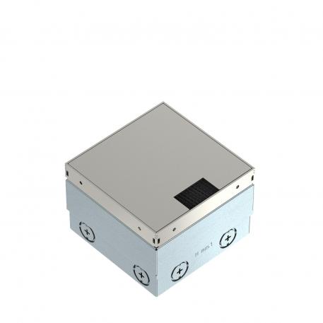 Toma de suelo UDHOME2, con listón de cepillo, sin recorte para el revestimiento del suelo, con soporte FLF, acero inoxidable Placa decorativa