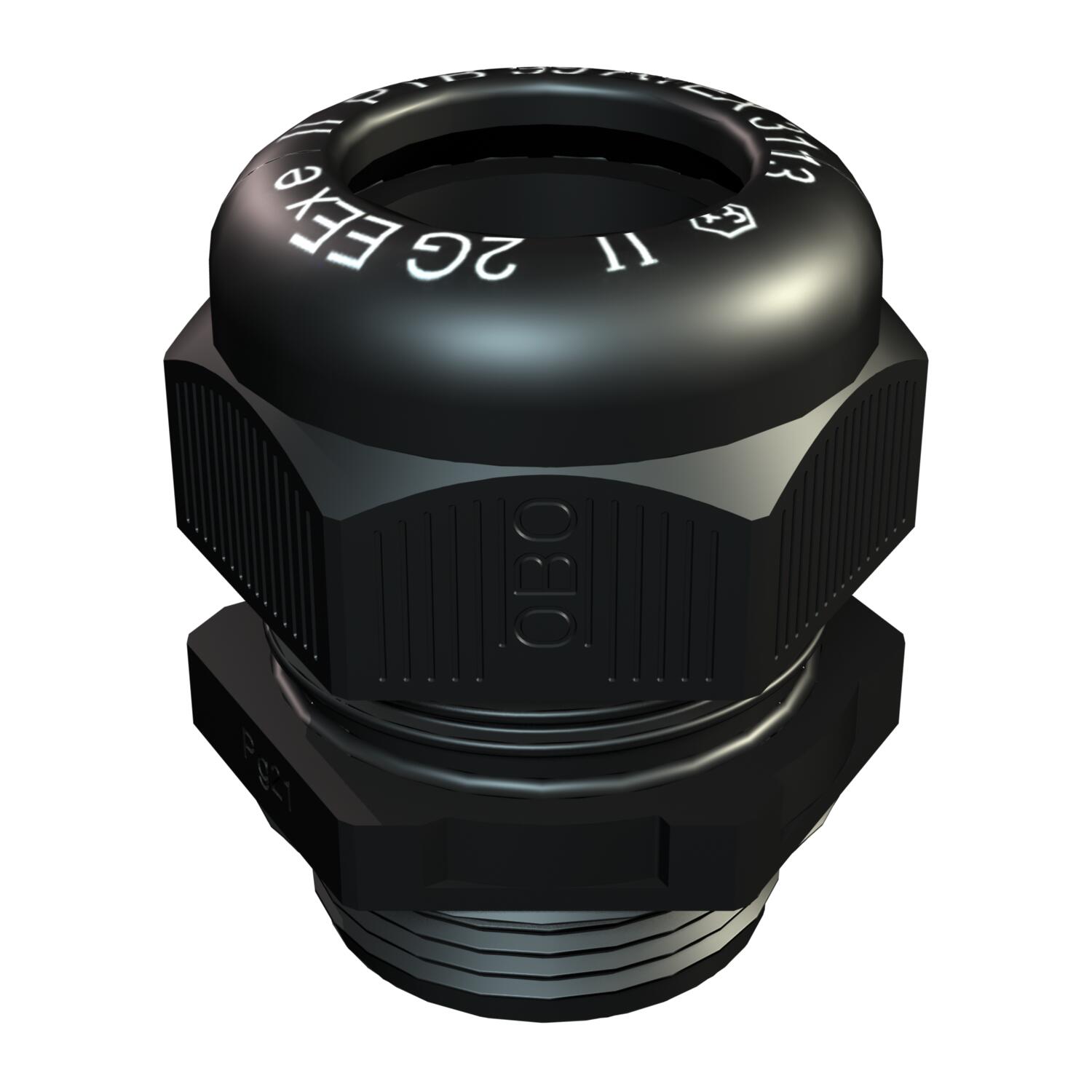 Cap nut cable gland, EX area, PG thread, black OBO