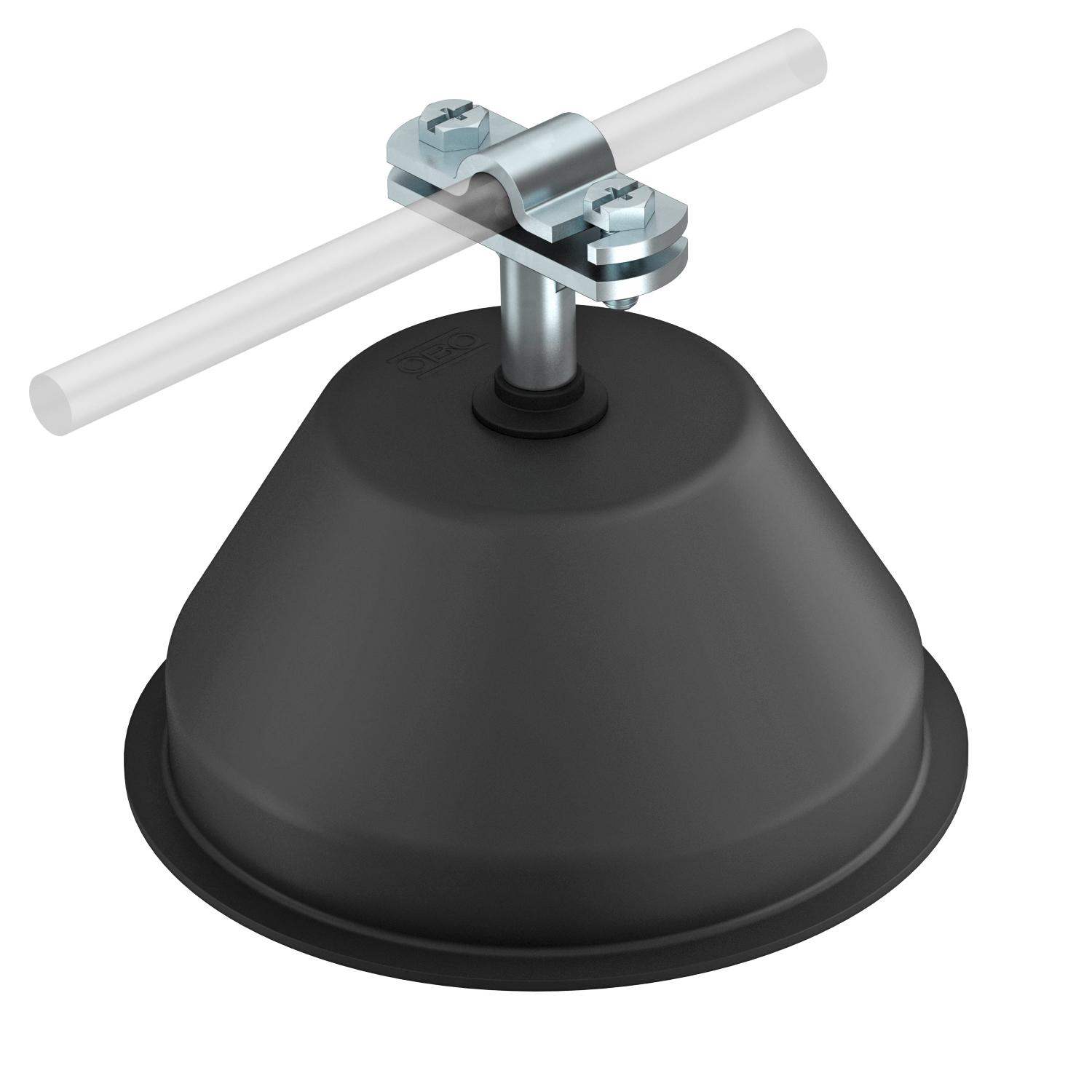 Roof conductor holder for flat roofs, with raised cable bracket OBO