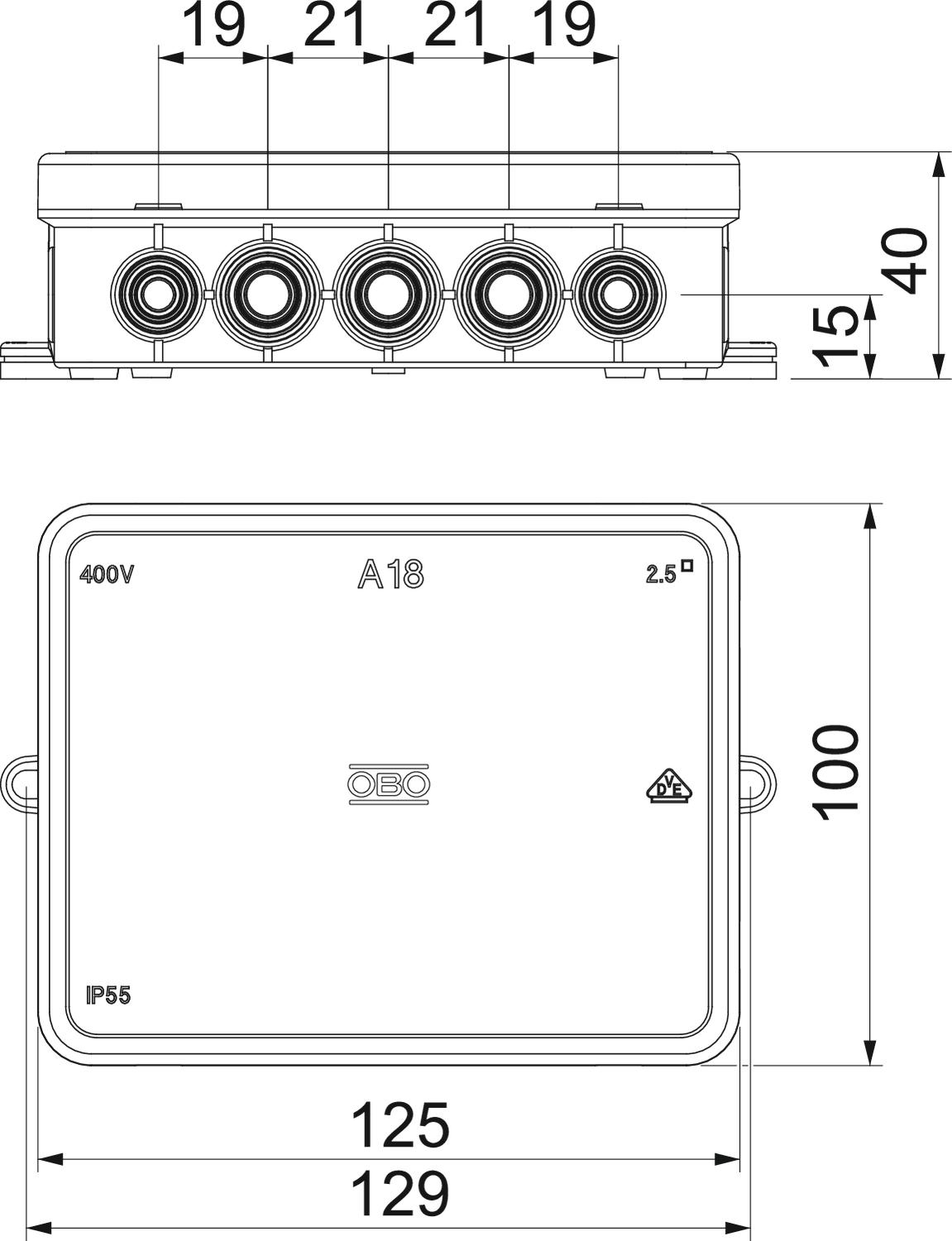Junction box A 18 with terminal strip | OBO