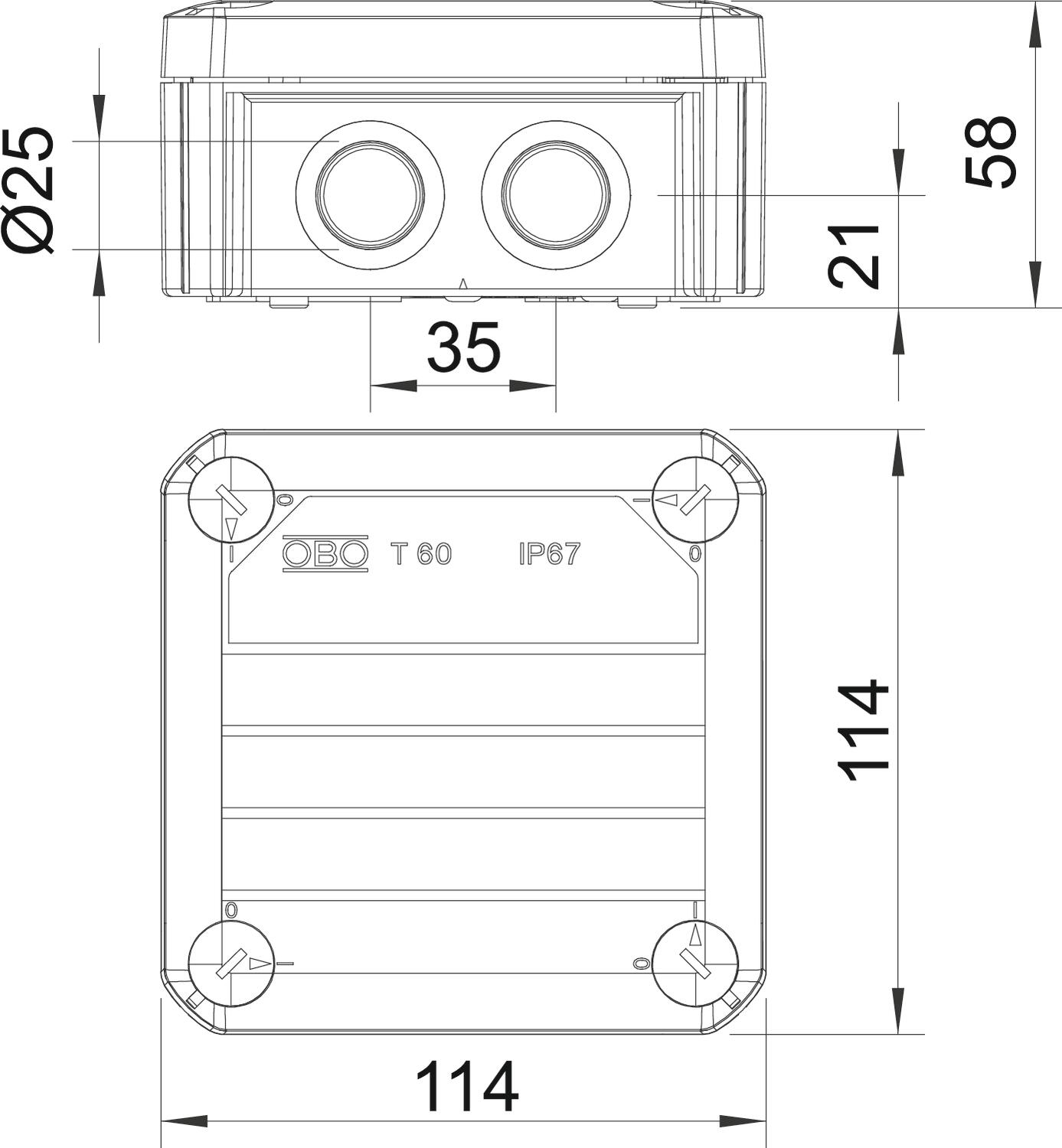 Junction box T60, with knock-out entries | OBO