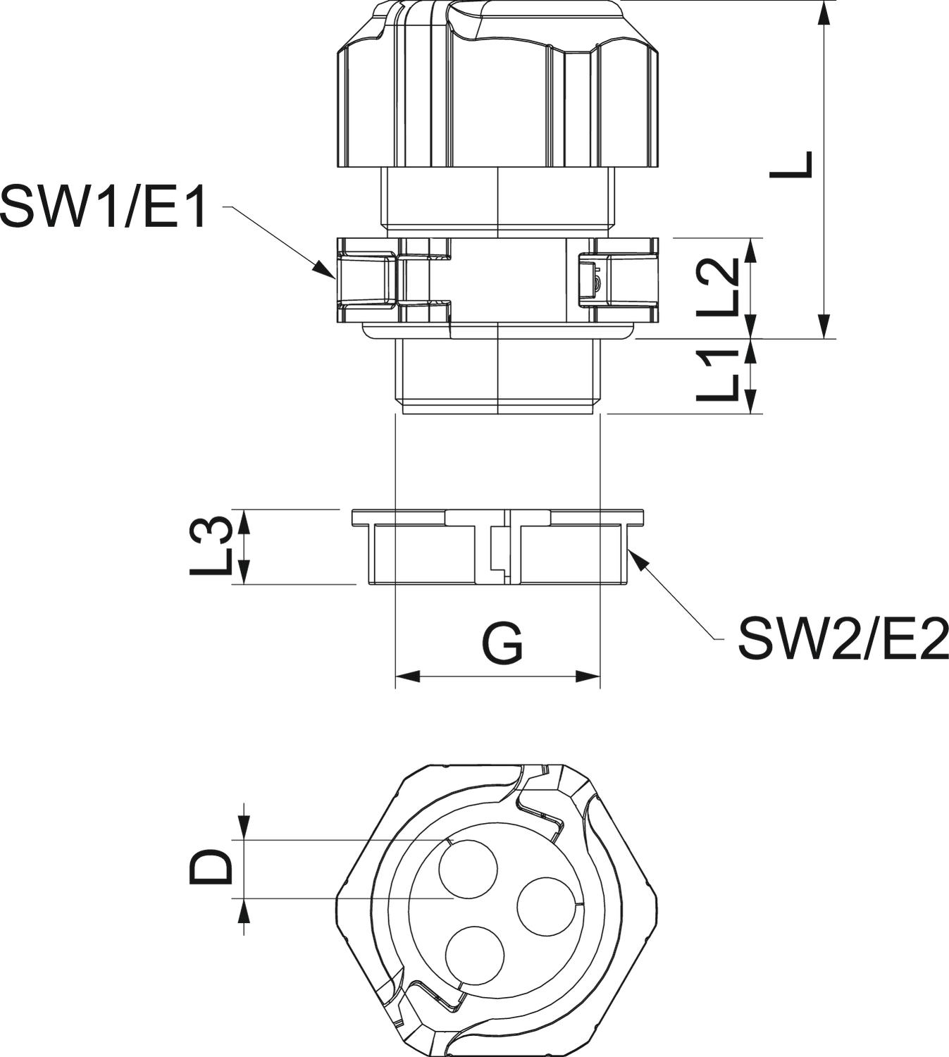 Separable cable gland, sealing insert, multiple, light grey